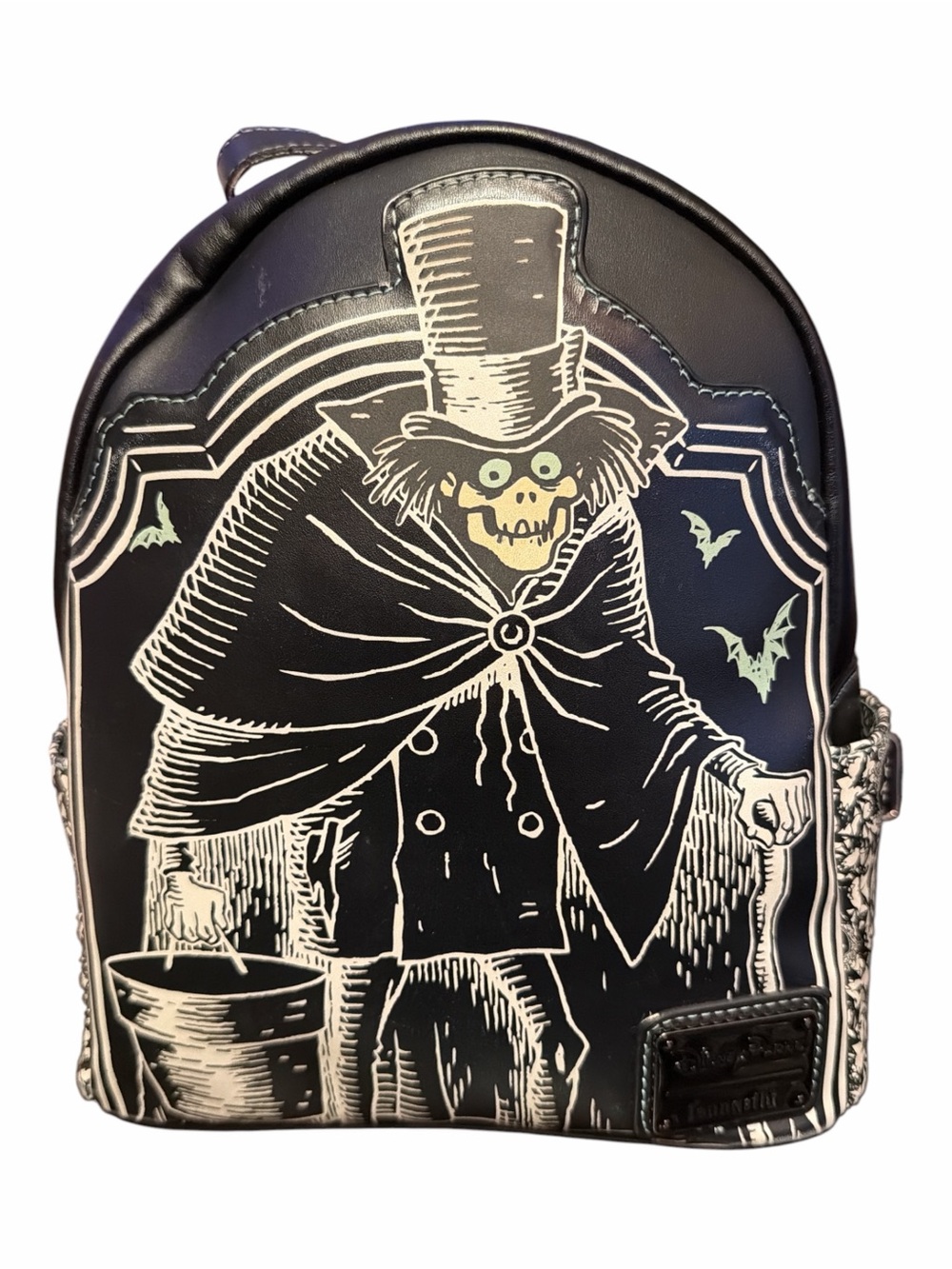Loungefly Disney Parks Haunted Mansion Hatbox Ghost Glow in Dark Mini Backpack